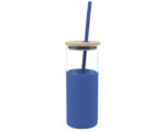 CILINDRO DE BOROSILICATO 500 ML. GLORY A2855 AZUL MARINO (CILINDRO: BOROSILICATO - BAMBÚ -- FUNDA: SILICÓN - A2855.11 -  ARTICULOS PROMOCIONALES)