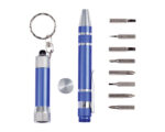 JUEGO DE DESARMADOR Y LAMPARA MACGYVER DES2064 AZUL (DESARMADOR: ALUMINIO-- ESTUCHE: CARTÓN - A150195 -  ARTICULOS PROMOCIONALES)