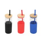 CILINDRO DE VIDRIO IBIZA AZUL ANF 066 A (VIDRIO - SILICÓN - BAMBÚ) - Imagen 3