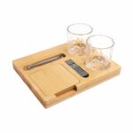 SET DE BAR GLASGOW BEIGE BAR 029 BE (BAMBÚ - VIDRIO - GRANITO - ACERO INOXIDABLE)