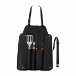 SET BBQ TAROUDANT NEGRO BBQ 011 N (ACERO INOXIDABLE Y MADERA UTENSILIOS - POLIÉSTER MANDIL)