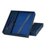 HL 9041 A - SET DE LIBRETA JINSEI AZUL (AZUL - CURPIEL Y METAL LIBRETA - ACERO INOXIDABLE BOLIGRAFO)