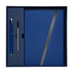 HL 9041 A - SET DE LIBRETA JINSEI AZUL (AZUL - CURPIEL Y METAL LIBRETA - ACERO INOXIDABLE BOLIGRAFO) - Imagen 2