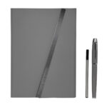 HL 9041 G - SET DE LIBRETA JINSEI GRIS (GRIS - CURPIEL Y METAL LIBRETA - ACERO INOXIDABLE BOLIGRAFO) - Imagen 3