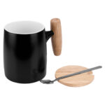 TAZA MALI NEGRO TAZ 045 N (PORCELANA - MADERA - ACERO INOXIDABLE) - Imagen 3