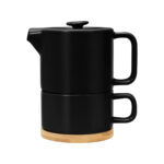 TAZ 066 N - TAZA TETERA HUNNI NEGRO (NEGRO - CERAMICA - BAMBU) - Imagen 2